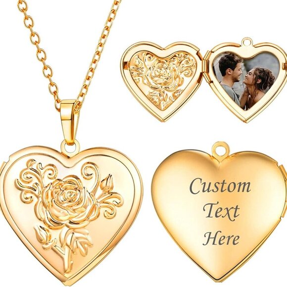 Personalized Picture Necklaces for Women Girls, Platinum/Gold Plated Lockets wit - Picture 1 of 7